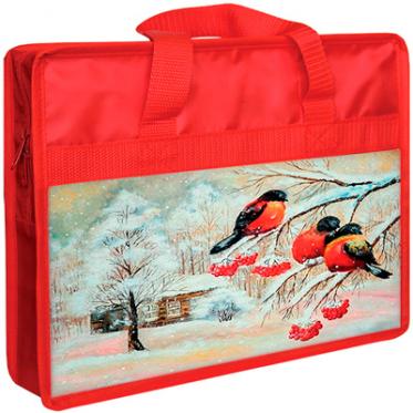 Подарок в красной сумке-папке "Снегири" (600 гр.)