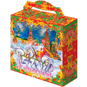 Упаковка из хром-эрзац картона "Новогодний Кремль", до 700 гр