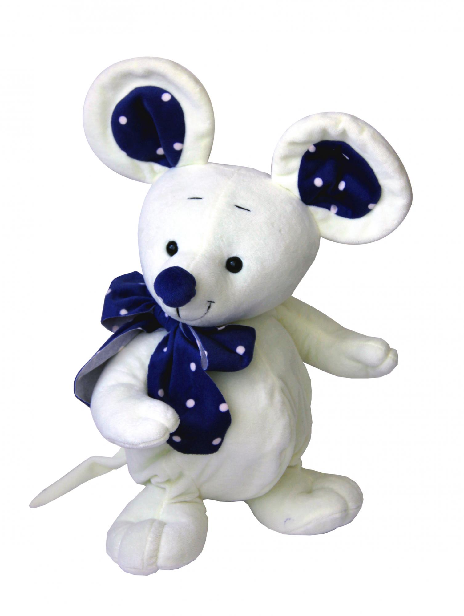 Подарок в мягкой игрушке "Белая Мышка с бантом" (500 гр.)