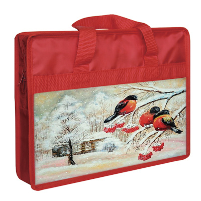 Подарок в красной сумке-папке "Снегири" (600 гр.)