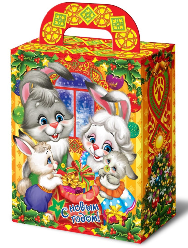 Подарок в картонной упаковке "Семья зайцев", 400 грамм