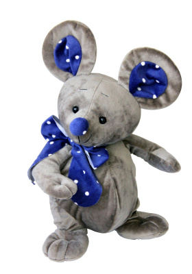 Подарок в мягкой игрушке "Серая мышка с бантом" (500 гр.)
