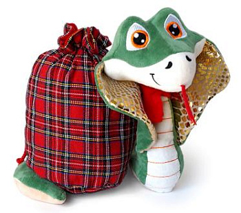 Подарок в мягкой игрушке Змейка с мешком, 800 грамм