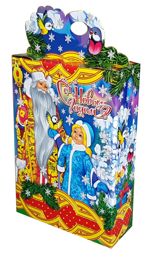 Картонная упаковка "Дед Мороз и северное сияние", до 1500 гр.